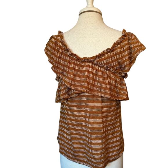 Maurices Women's L Boho Striped Criss Cross Ruffle Sleeveless Stretch Knit Top - Picture 4 of 8